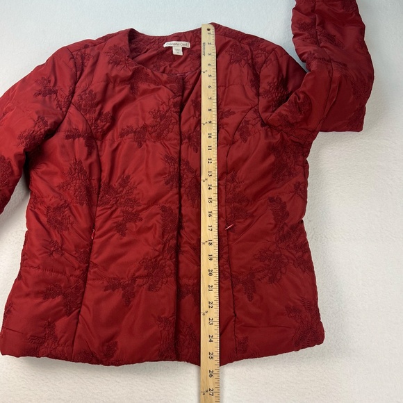 Coldwater Creek Women Quilted Jacket Burgundy Lightweight Coat L 14 Christmas - Picture 7 of 12